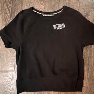 Victoria’s Secret. Victoria Sport. Black Short Sleeve Crew Sweatshirt.